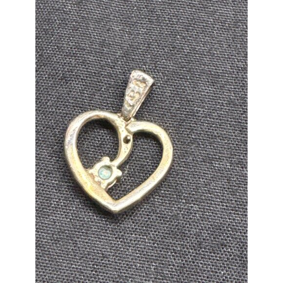 Gold Plated 925 Opal & CZ Heart Pendant With Bail - Picture 2 of 4